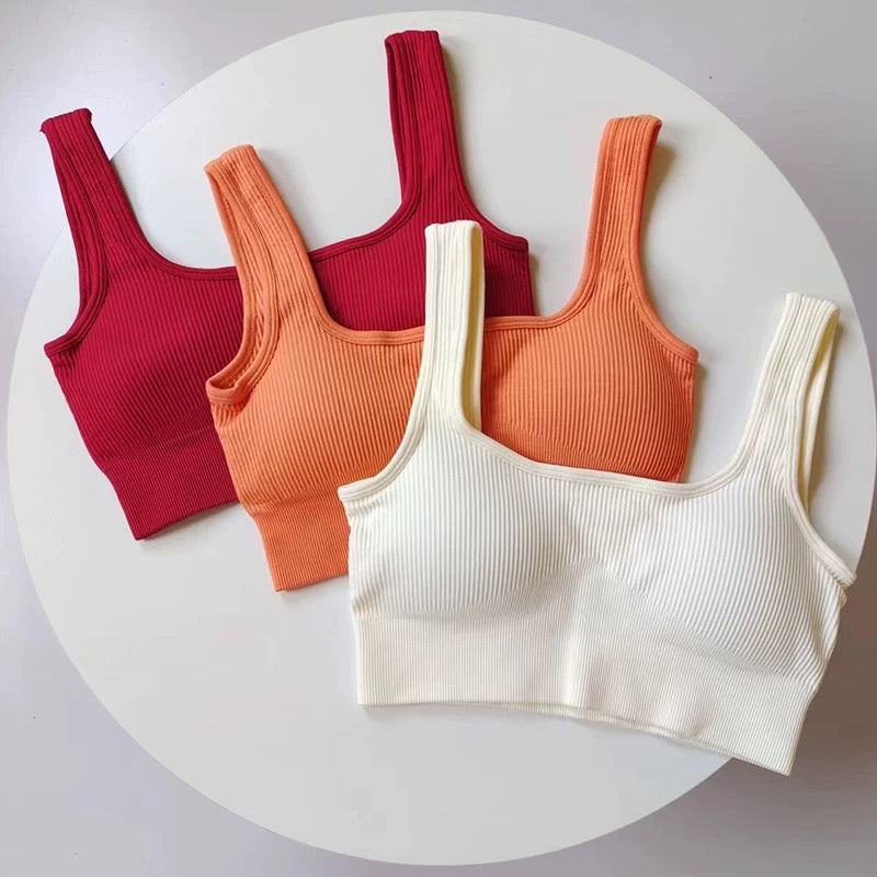 Pepper Ribbed Built-In Bra Crop Top
